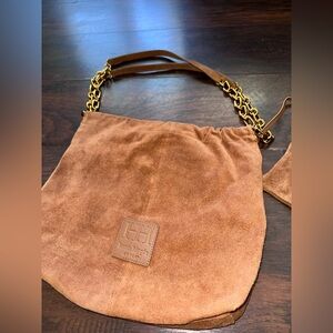 🤎 Haute Hippie Leather Suede Shoulder Bag + Matching Pouch 🤎